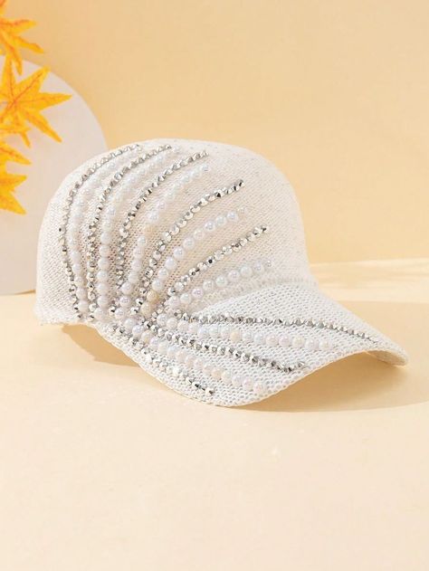 Embellished Baseball Caps, Cute Hats For Women, Crochet Baby Cap, Fashion Caps, Rhinestone Projects, Mad Hatter Hats, Women Hats Fashion, Beaded Hat, Easy Crochet Baby