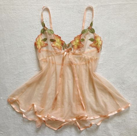 Peachy Orange Color, Yellow And Green Flowers, Floral Lingerie, Peachy Orange, Lingerie Top, Orange Outfit, Lingerie Tops, Pretty Lingerie, Yellow And Green