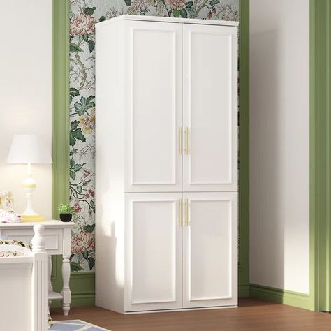 Anij Solid + Manufactured Wood Armoire Freestanding Closet Ideas, Wall Storage Ideas, Closet Storage Cabinets, Wardrobe Storage Cabinet, Armoire Wardrobe Closet, Modular Cabinets, Free Standing Closet, Armoire Wardrobe, Wooden Closet