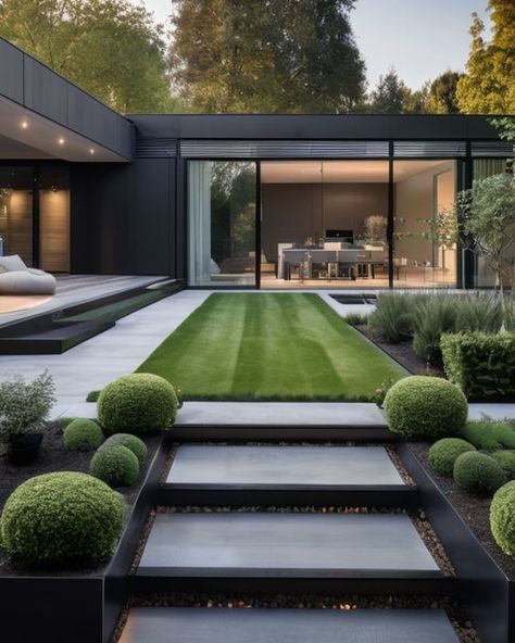 Modern Garden Design Landscaping Ideas, Modern House Garden, Modern House Backyard, Modern Garden House, Modern Homes Design, Modern Backyard Design, Modern Garden Landscaping, Moderne Have, Contemporary Garden Design