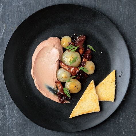 Duck Liver Mousse with Cipolline Onions and Mushrooms | SAVEUR  (Note to self: try with chicken liver.) Best Duck Recipe, Morel Mushroom Recipes, Liver Mousse, Duck Liver, Best Mushroom Recipe, Liver Pate, Liver And Onions, Chicken Liver Pate, Liver Recipes