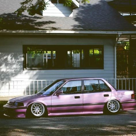 Ef Civic, Civic Ef, Jdm Honda, Honda Civic Dx, Honda Civic Sedan, Civic Sedan, Car Projects, Pink Car, Lowrider