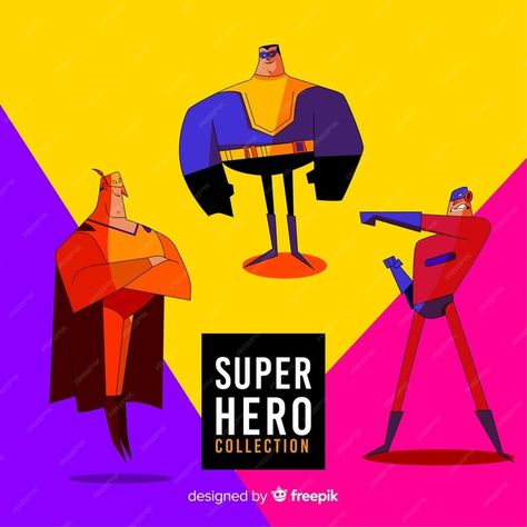 Free Vector | Collection of superheroes Super Hero Couples, Hero Poses, Editorial Cover, Superhero Emblems, Superhero Background, Superhero Kids, Couple Silhouette, Comic Book Pages, Line Background