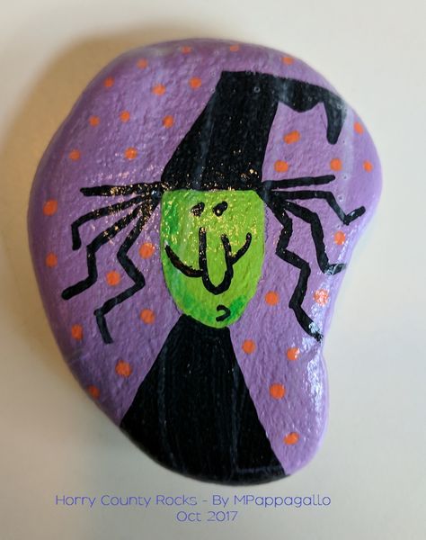 Witch Rock Painting Ideas, Witch Rock Painting, Halloween Rock Painting Ideas Easy, Fall Rocks, Witch Painting, Fall Rock, Garden Rock Art, Witch Quotes, Purple Pumpkin