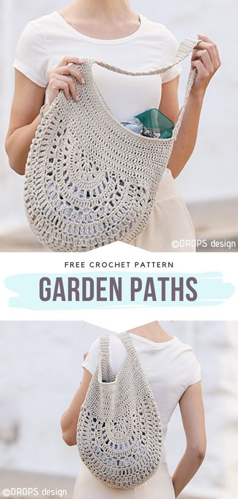 Garden Paths Free Crochet Pattern Are you a fan of minimalism in fashion? This crochet bag is the definition of it but there is much more to it than just modern style. Laid-back character, girly boho charm, practicality...wow, it really ticks all the boxes! So precious, isn't it? #crochetbag #crochetbohobag #freecrochetpattern Tote Crochet, Crochet Garden, Crochet Boho Bag, Free Crochet Bag, Confection Au Crochet, Crochet Bag Pattern Free, Bag Pattern Free, Crochet Gratis, Crochet Market Bag