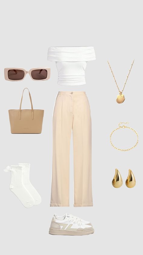 beige vibes #viral #beige #vibes Outfit Soiree, Beige Pants Outfit, Outfits Preppy, Beige Outfit, Beige Pants, Shein Outfits, Beige Style, Celebrity Outfits, Summer Fashion Outfits