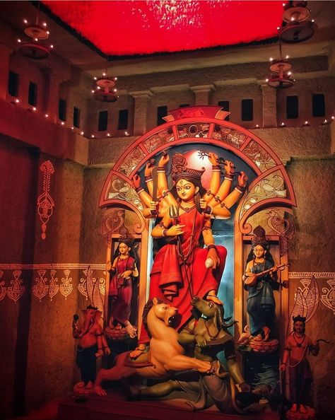 Durga Pooja Pandal Decoration, Durga Pandal, Durga Murti, Movie Poster Project, Durga Puja Kolkata, Durga Photo, Puja Pandal, Lord Durga, Maa Durga Photo