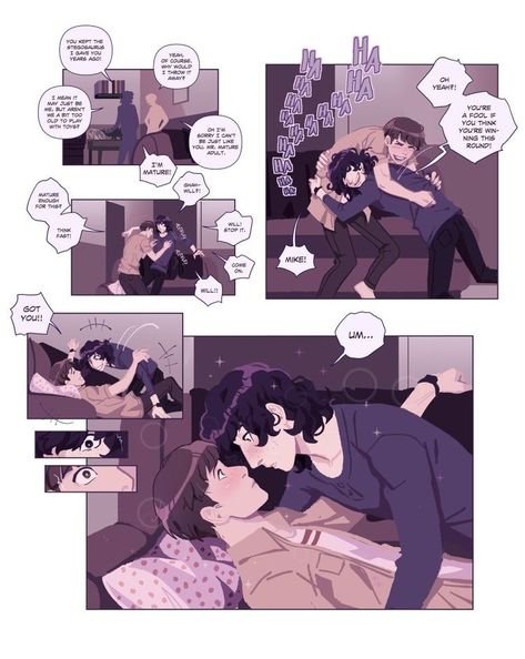 Byler Fan Art Comic, Spiderman Byler Au, Byler Fanart Comic, Byler Fanart Kiss, Byler Comic, Byler Kiss, Byler Fanart, Fandom Ships, Shrug Emoji