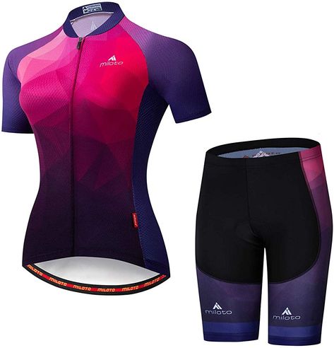 Purple Clothing, Women Bike, Outdoor Sportswear, Bike Clothing, Padded Shorts, Women's Cycling Jersey, Women's Cycling, Bike Clothes, Road Bicycle