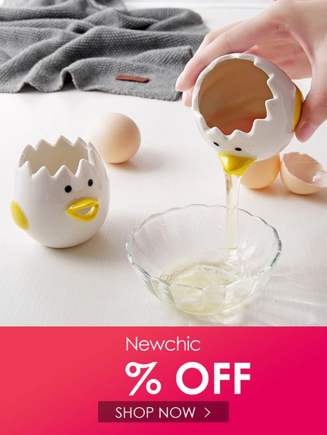 Egg Separator, Ceramic Chicken, Broken Egg, Ceramic Egg, Cartoon Chicken, Cute Chickens, Egg White, Chicken Eggs, Unique Ceramics