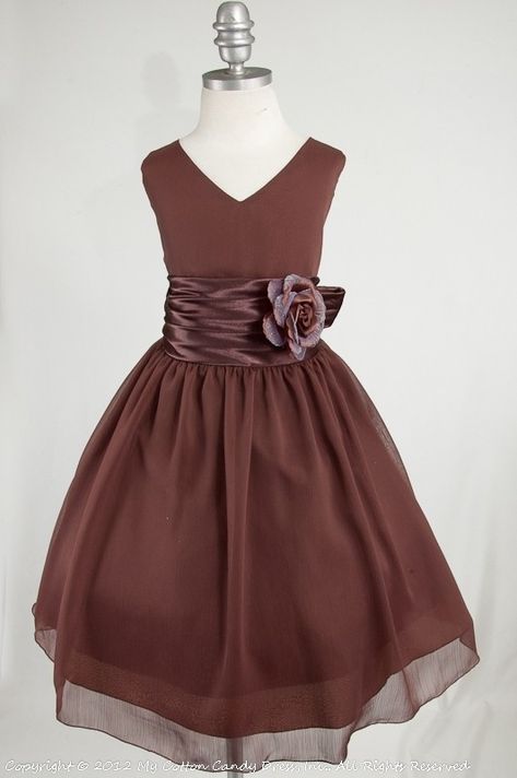 Fall Flower Girl, Fall Flower Girl Dresses, Chiffon Flower Girl Dress, Satin Flower Girl Dress, Chocolate Wedding, Dress Better, Girls Special Occasion Dresses, Fall Flower, Brown Flower