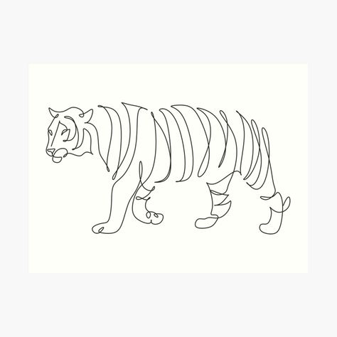 One Line Tiger Tattoo, Drawing Tiger Easy, Simple Tiger Drawing, Tiger Line Drawing, Tiger Line Art, Chinese Zodiac Tattoo, Chinese Calligraphy Art, Year Of Tiger, Big Cat Tattoo