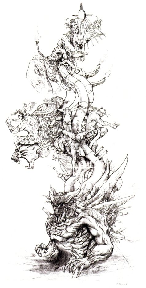 Statue of the Gods | Final Fantasy Wiki | FANDOM powered by Wikia Gore Illustration, Kefka Palazzo, Final Fantasy Tattoo, Tetsuya Nomura, Yoshitaka Amano, Final Fantasy Vi, Final Boss, Fantasy Tattoos, Final Fantasy Artwork