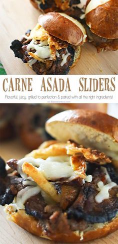 Carne Asada Sliders are a great easy family dinner idea that's perfect for warm weather holidays. The perfect grilled beef sandwich recipe for summer. Loaded with all the good stuff- everyone will RAVE! Healthy Recipes Crockpot, Beef Sandwich Recipes, Recetas Salvadorenas, Recipe For Summer, Recipes Potato, Easy Family Dinner, Dinner Recipes Healthy, Grilled Beef, Beef Sandwich