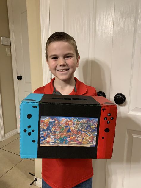 Halo Valentines Day Boxes, Valentines Boy Boxes Schools, Diy Valentine's Box For Boys, Nintendo Switch Valentines Boxes Diy, Game Controller Valentine Box Ideas, Rainbow Friends Valentine Boxes, Nintendo Switch Costume Diy, Valentines Boxes For Kids School Mario, Cool Valentines Boxes For Boys