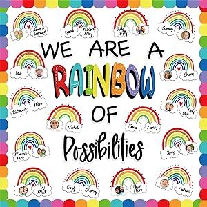 Kindness Classroom Door, Kindness Classroom, Rainbow Of Possibilities, Welcome Bulletin Boards, Rainbow Border, Rainbow Crayon, Tassel Wall Hang, Classroom Bulletin Board, Paper Party Decorations