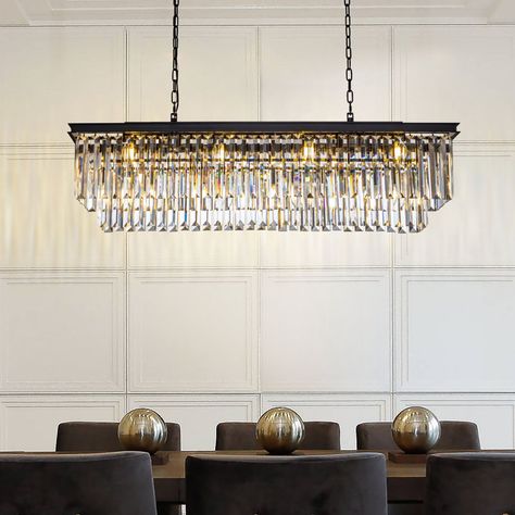 Everly Quinn Cleaven 12-Light Modern Fringe Crystal Chandelier For Dining Room | Wayfair