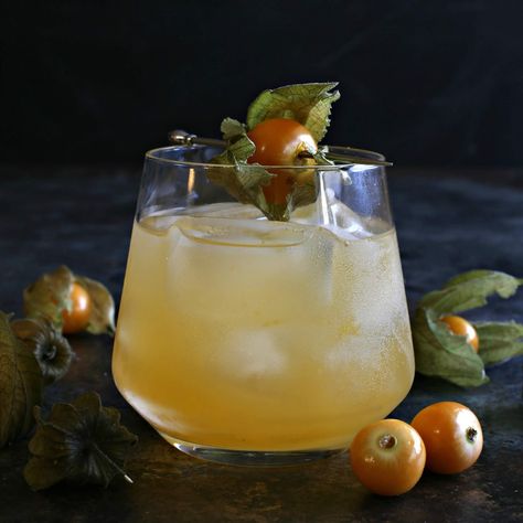 Cape-Gooseberry-Gin-Smash-3 Gooseberry Gin, Gin Smash, Gooseberry Recipes, Cape Gooseberry, Fall Cocktails Recipes, Liqueurs Recipes, Recipe Generator, Gin Cocktail, Cakes Recipes