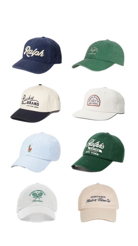 Polo, sporty & rich, Ralph Lauren, hats, summer Bone Bordado, Ralph Lauren Cap, Japanese Packaging, Ralph Lauren Hats, Polo Hat, Nyc Fall, Hat Aesthetic, Hats Summer, Classy Outfits Men