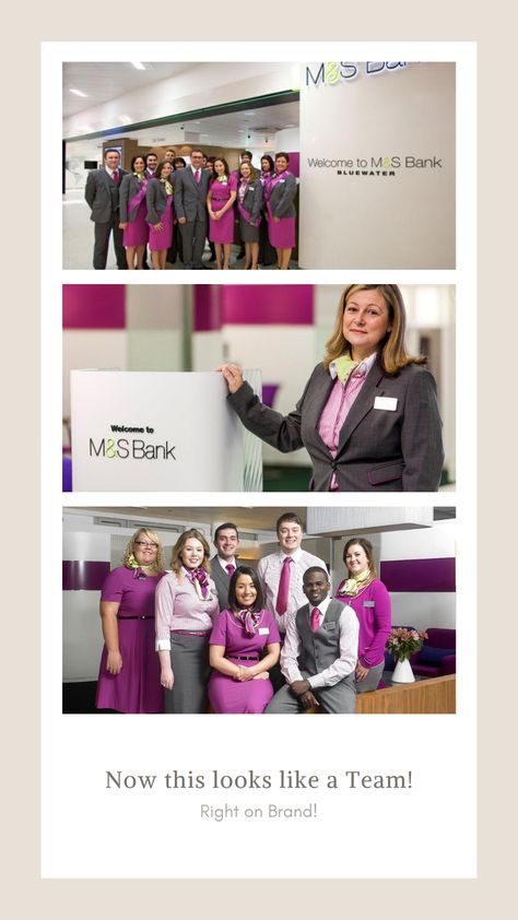 What great Corporate colours and Corporate branding to work with! Paula Cannon, founder of pen to Peg designed this uniform for M&S Bank bringing a bit of colour and a dash of style to High Street Banking in the UK. Bank Uniform Design, Corporate Uniforms, Uniform Design, Corporate Branding, Technical Support, Work Outfits Women, Bespoke Design, Support Team, Outfits Women