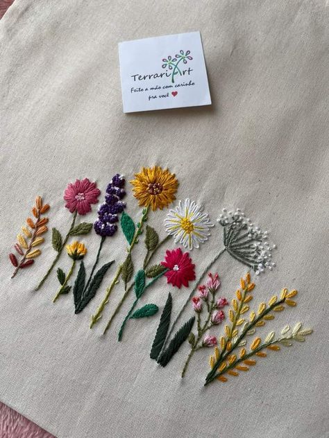 Embroidery Around Neckline, Flower Motif Design Embroidery, Wild Flowers Embroidery, Embroidery Inspiration Aesthetic, Cosmos Embroidery, Basic Embroidery Designs, Embroidery Wild Flowers, Flower Garden Embroidery, Pansy Embroidery