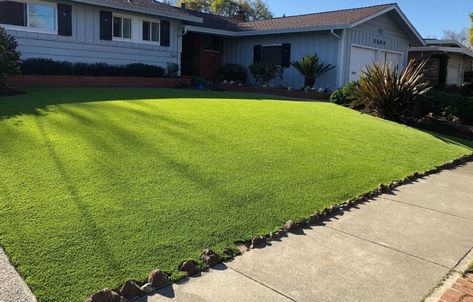 Don’t leave your front yard looking boring. Level it up with these exciting landscaping ideas using Atlanta artificial grass. Artificial Grass Front Yard Curb Appeal, Artificial Grass Front Yard, Grass Front Yard, Front Yard Curb Appeal, Artificial Grass Backyard, Front Yard Ideas, Best Artificial Grass, Grass Landscape, Artificial Grass Installation