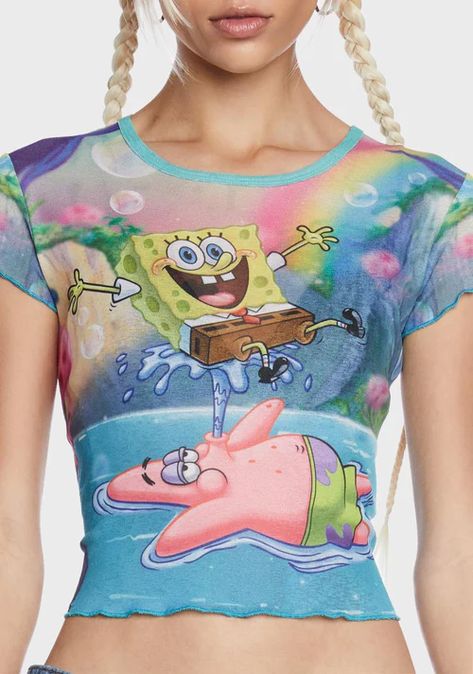 Spongebob Fashion, Spongebob Clothes, Shifting Closet, Spongebob Shirt, Crop Tops Long Sleeve, Women Graphic Tees, Friendship Over, On Friendship, Speak Your Mind