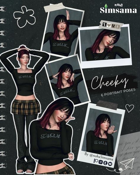 6 poses cc portraying Cheeky girl for The Sims 4 Sims Portrait Poses, Sims 4 Pose Camera, Sims 4 Smiling Poses, Sims 4 Studying Poses, Sims 4 Group Selfie Poses, Sims 4 Purse Poses, Sims 4 Witch Poses, Sims 4 Poses Family Teenager, Photoshoot Sims 4