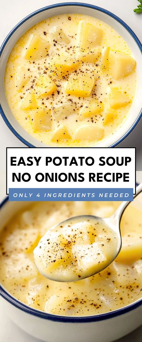 Image for Easy Potato Soup No Onions Recipe Easy Soup With Potatoes, Potato Soup Simple Quick And Easy, Easy Simple Potato Soup, Grandma Potato Soup, Plain Potato Soup, Vegan Soup Potato, Easy Soup Recipes No Meat, Potato Soup No Onions, No Cream Potato Soup