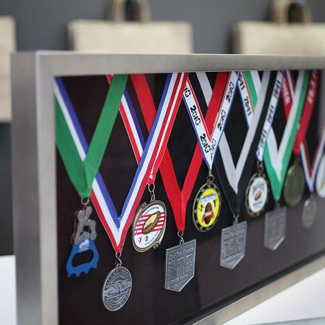 Race Medals Shadow Box - Roots Family History Taekwondo Medal Display, Diy Medal Display, Display Medals, Hanging Medals, Race Medal Displays, Medal Display Case, Sports Medal Display, Marathon Medal Display, Medals Display