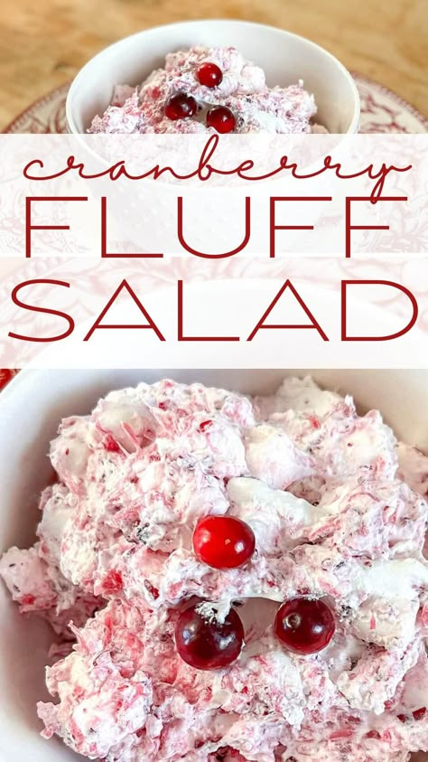 Make this easy cranberry fluff salad as a yummy side for your holiday meals! its super easy to make and has simple ingredients! Easy Cranberry Fluff, Holiday Dessert Recipes Christmas, Cranberry Fluff Salad, Fluff Salads, Cranberry Fluff, Creamy Fruit Salads, Fluff Salad, Dessert Charcuterie, Fluff Recipe