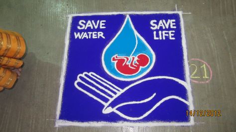 rangoli on "save environment" Save Water Rangoli Designs, Save Environment Rangoli Design, Save Environment Rangoli, Rangoli On Social Issues, Social Message Rangoli, Save Water Rangoli, Girl Rangoli Designs, Theme Rangoli Designs, Girl Rangoli