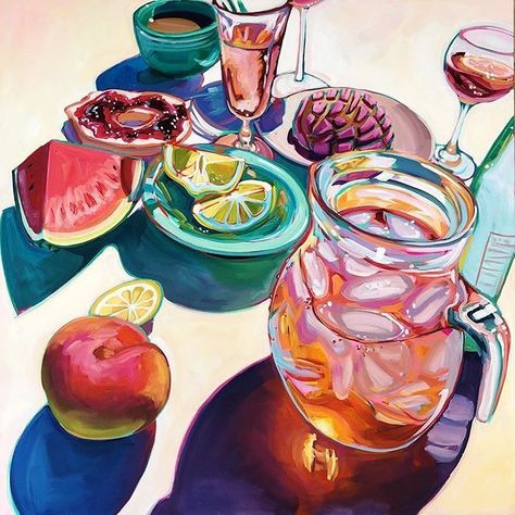 Feb 8, 2020 - Juicy breakfast still life! ☀💕🍉🍑 . . 36 x 36 inch acrylic on canvas . . . . . . . . #contemporaryart #sarishryack #artcurator #austinart… Breakfast Still Life, Sari Shryack, Not Sorry Art, Painted Objects, Amazing Illustrations, Austin Art, Bronze Award, Laboratory Equipment, Life Paintings