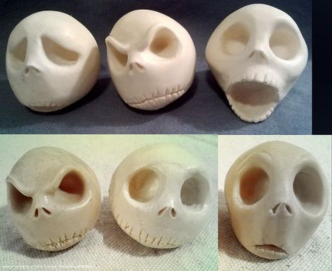 Christmas Nightmare Before Christmas, Jack Skellington Head, Jack Skellington Faces, Scary Halloween Pumpkins, Nightmare Before Christmas Decorations, Jack Skeleton, Halloween Clay, Christmas Jack Skellington, Clay Diy Projects