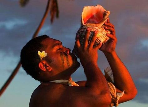 The traditonal Fijian blowing of the Conch Shell Fiji Islands Photography, Fiji People, Fiji Photos, Travel Fiji, Fiji Island, Fiji Culture, Travel To Fiji, Fiji Beach, Vacation Island