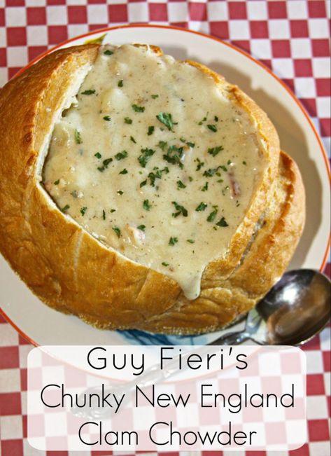 Guy Fieri's Chunky New England Clam Chowder Clam Chowder Soup, Kerry Katona, Clam Chowder Recipe, New England Clam Chowder, Recipes Vintage, Peter Andre, Chowder Soup, Disney Recipes, Chowder Recipe