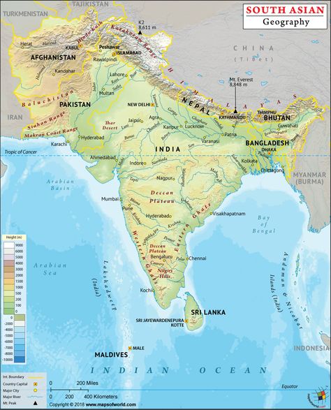 South Asia Geography Map Central Asia Map, South Asia Map, Asian Maps, National Geographic Maps, Canada Map, Physical Map, Geography Map, Asia Map, Italy Map