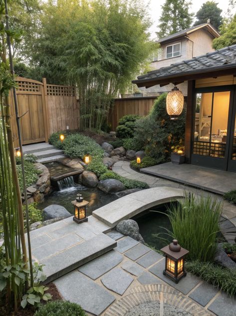 Transform your garden into a serene sanctuary like this Japanese-inspired oasis. Embrace nature and tranquility with every step! 🌿✨ Share your dream garden ideas with us! . #homeandgarden #betterhomesandgardens #homegardening #homesandgardens #homegarden #gardenhome #gardeningathome #flowers #plants #beautifulflowers Japan Garden Aesthetic, Japanese Vegetable Garden, Korean Backyard, Japanese Arbor, Asian Garden Backyard, Japanese Front Yard, Dream Garden Ideas, Small Japanese Garden Ideas, Japanese Patio