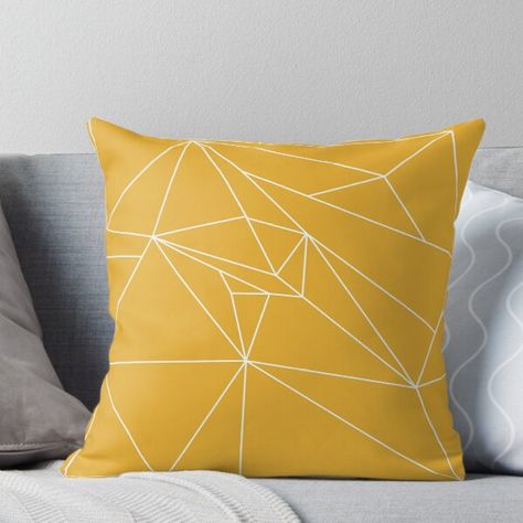 Mustard Pillow, Pillows Bedroom, Black And White Cushions, Hall Room, Throw Pillows Bedroom, Yellow Throw Pillows, Pillow Ideas, Yellow Accents, Geometric Lines