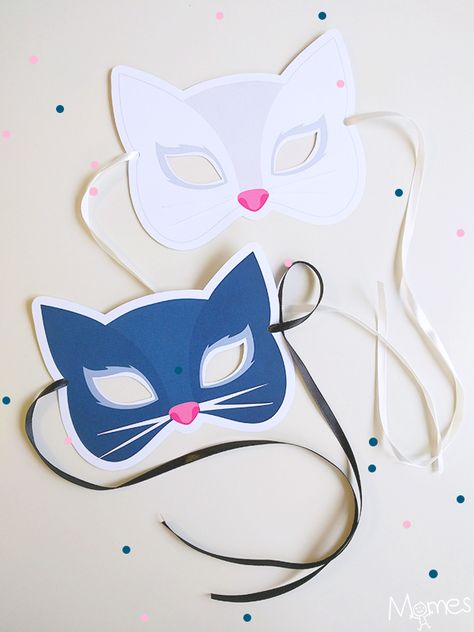 Chat noir ou chat blanc ? C'est à vous de choisir votre masque de chat à imprimer ! Cheetah Birthday Party, Kitten Birthday Party, Kitten Birthday, Masks Crafts, Cat Birthday Party, Silk Jewelry, Cat Mask, Carnival Masks, Cat Party