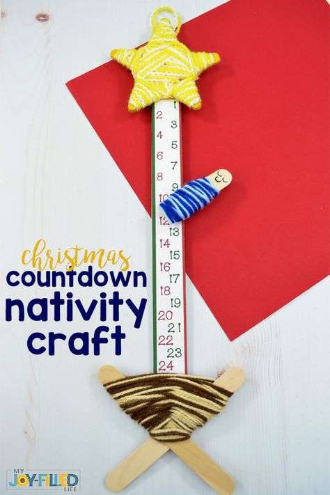 You and your kids will love using this nativity craft for a Christmas countdown this year.  Includes a FREE printable. #christmas #nativity #kidcraft #christmascraft #nativitycraft Candy Cane Slime, Christmas Countdown Crafts, Nativity Craft, Advent Crafts, Christmas Crafts For Toddlers, Preschool Christmas Crafts, Christmas Crafts For Kids To Make, Church Crafts, Nativity Crafts