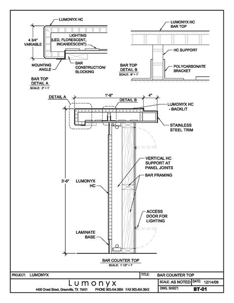 Drawings for a Variety of Applications - Lumonyx                                                                                                                                                                                 More Counter Detail, Bar Drawing, Bar Table Design, Furniture Details Drawing, Bar Counter Design, Millwork Details, Drawing Furniture, Detail Drawing, Reception Desk Design