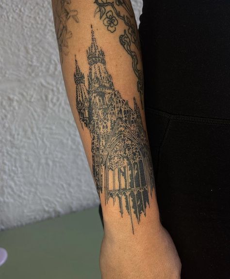 Cathedral Tattoo, Church Tattoo, Tattoo Catalog, Castle Tattoo, Medieval Tattoo, St Stephen, Type Tattoo, Tattoo Inspiration Men, Doodle Tattoo