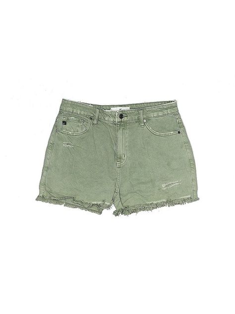 KANCAN JEANS Denim Shorts Size: 28 Green Bottoms - used. 100% Cotton, Frayed Edges, Solid, High Rise | KANCAN JEANS Denim Shorts - High Rise: Green Bottoms - Size 28 Green Denim Shorts, Dark Green Jeans, Kancan Jeans, Green Bottom, Green Jeans, Designer Maternity, Levi Shorts, Jeans Denim, Lace Shorts