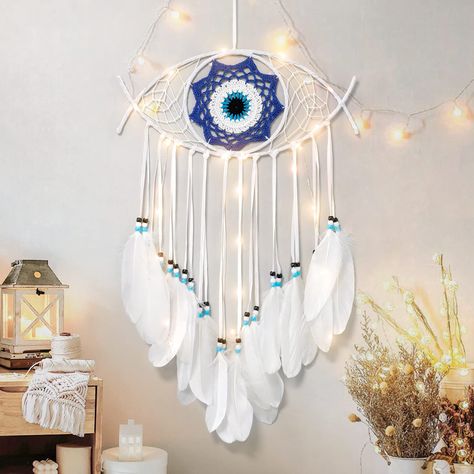 PRICES MAY VARY. 【Unique Evil Eye design】Evil eye also called the eye of Turkey, which means protection, meaning that the bad things are kept out.Our dream catcher adopt unique evil eye design，it not only help absorb the bad energy in your home,they’re a talisman that really helps bring you good fortune and a positive mindset every day. 【Premium Materail】Our dream catchers are carefully crafted from natural materials.Handmade woven web, vivid colorful feathers,featuring with steel rings, wood be Evil Eye Wedding Decor, Evil Eye Dream Catcher, Eye Dream Catcher, Home Decor For Bedroom, Evil Eye Wall Hanging, Bad Energy, Feather Dream Catcher, Evil Eye Design, Wall Ceiling