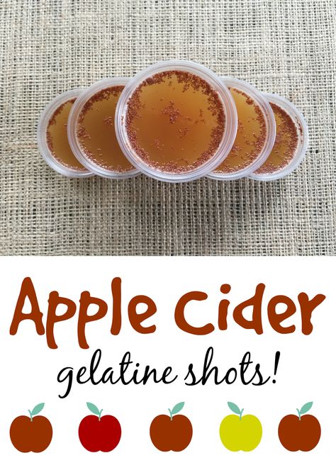 Apple Cider Jello Shots, Cider Jello Shots, Carmel Vodka, Jello Shots Recipes, Salted Caramel Vodka, Jello Shots Vodka, Shots Recipes, Whipped Cream Vodka, Halloween Apples