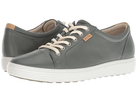 ECCO Soft 7 Sneaker (Moon Cow Leather) Women's Lace up casual Shoes. Enjoy a relaxed walking experience with the sleek Soft VII Sneaker by ECCO. Supple leather upper. Lace-up closure for an adjustable fit. Leather lining for breathability. Leather-covered inlay sole is equipped with the Ecco Comfort Fiber System. Durable rubber outsole. Imported. Measurements: Weight: 9 oz Product measurements were taken using size 39 (US Wome #ECCO #Shoes #ClosedFootwear #Laceupcasual #Black Ecco Soft 7, Sneaker Outfits Women, Ecco Shoes, Adidas Kids, Sneakers Outfit, Comfortable Sandals, Sneakers Boots, Vans Old Skool Sneaker, Womens Heels