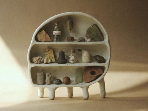 Ceramic Functional Ideas, Clay Crafts For Adults, Pottery Shelf, Ceramic Shelf, Ceramic Storage, ดินปั้น Polymer Clay, Paper Mache Art, Tanah Liat, Keramik Design