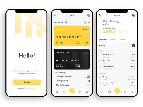 Bank Mobile App, Ui Design Mobile, Ui Ux 디자인, Visuell Identitet, Card Ui, Virtual Card, Mobile App Design Inspiration, App Interface Design, Finance App