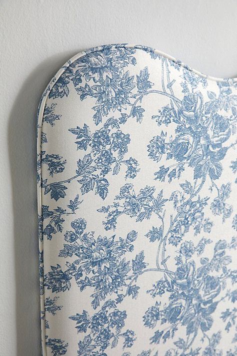 Noah Toile Headboard in Blue - Urban Outfitters Noah Furniture, Whimsical Headboard, Urban Outfitters Headboard, Vintage Traditional Decor, Cloth Headboard, Patterned Headboard, Pattern Headboard, Floral Headboard, Patterned Upholstery